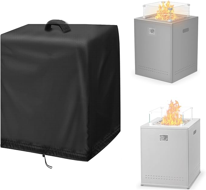 Fire Pit Table Cover for Electactic 20" Square Smokeless Propane Fire Pit Table, Waterproof Outdoor Fire Tables Fireplace Cover-20"D x 20"W x 24.5"H