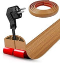 Floor Cord Cover Self Adhesive Cord Hider,10FT Cable Management, Extension Strip Protector for Wires, Prevent Cable Trips for Offices, Gyms, Exhibitions Cavity 0.39"(W) x 0.27"(H) BrownWood