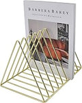EASEPRES Gold File Holder Organizer, Triangle Record Album Holder Magazine Wire Rack, 9 Slot Multifunction Desktop Storage Decor for Home Office