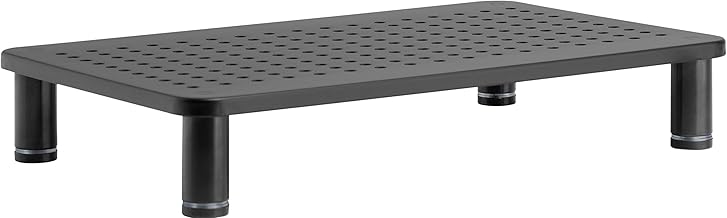 Husky Mounts Monitor Riser Laptop Stand, Adjustable Legs, Stackable, 14.5" x 9.25" x 3.25" Max Height, Matte Black Steel, 1 Stand