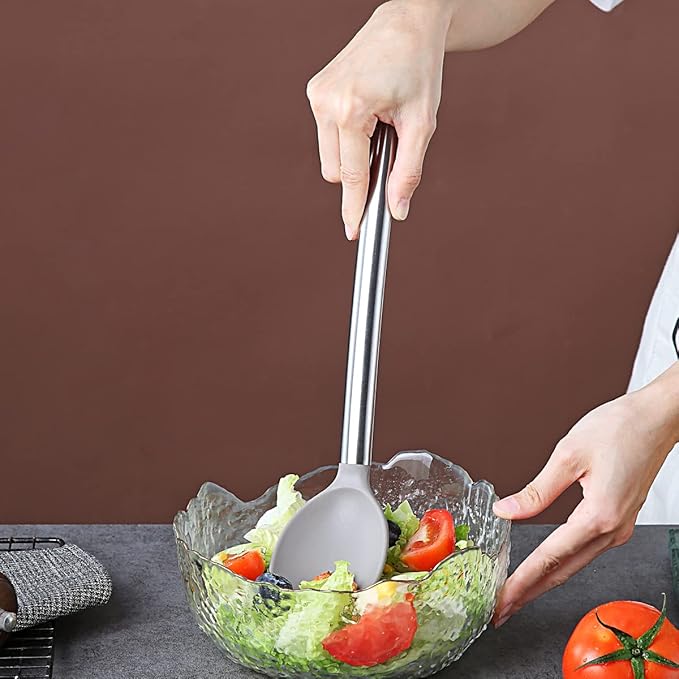 Berglander Cooking Spoon, Non-stick Silicone Solid Serving, Basting Spoon For Cooking, Kitchen Dishwasher Safe, Easy to Clean