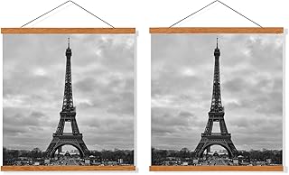 FALAMON 2 Pack Magnetic Poster Hanger Frame, 8x10 8x12 8x18 Teak Wood Magnet Poster Frame for Hanging Posters, Prints, Photos, Pictures, Maps, Scrolls, and Canvas Artwork