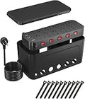 Power Strip with Cable Management Box,Surge Protector 10 AC and 3 USB Ports,6 ft Flat Plug Extension Cord,Outlet Hider Fast Charging Station,Desk Cord Organizer Box and Cover,Hidden Long Wire,Black