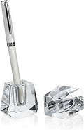 QFkris 2-Pack Crystal Single Pen Holder for Desk, 1.8" Fancy Fountain Pen Stand, Glass Feather Pencil Holder for Office Desktop Decoration, Gift for Man Woman Students Teachers Father Boyfriend