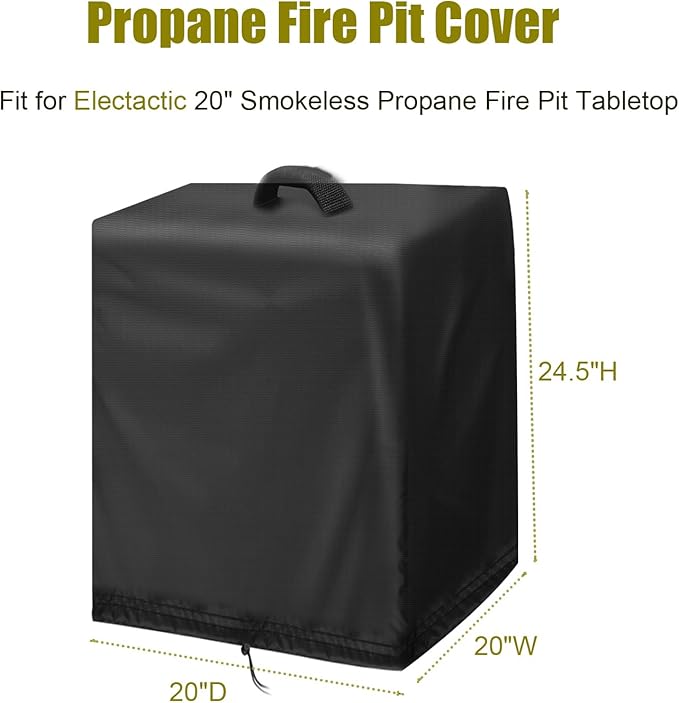 Fire Pit Table Cover for Electactic 20" Square Smokeless Propane Fire Pit Table, Waterproof Outdoor Fire Tables Fireplace Cover-20"D x 20"W x 24.5"H