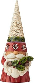 Enesco Jim Shore Heartwood Creek Christmas Gnome Holding Holly Sprig of Spirit Figurine, 6.3 Inch, Multicolor, Red