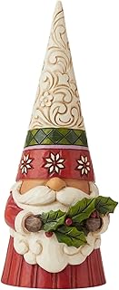 Enesco Jim Shore Heartwood Creek Christmas Gnome Holding Holly Sprig of Spirit Figurine, 6.3 Inch, Multicolor, Red