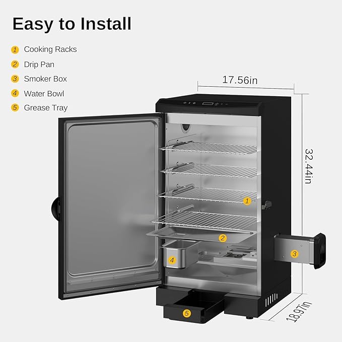 EAST OAK 30" Electric Smoker for Outdoors | Up to 6× Longer Smokes on a Single Load | Side Chip Loader for Uninterrupted Smoking | Bigger Batches with 725 sq in Cooking Area