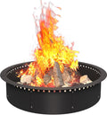 39 Inch Smokeless Fire Pit Ring Insert Outdoor, Heavy Duty Metal Steel DIY Firepit Rim Liner Round Campfire Rings for Outside Wood Burning Above or In-Ground, Black