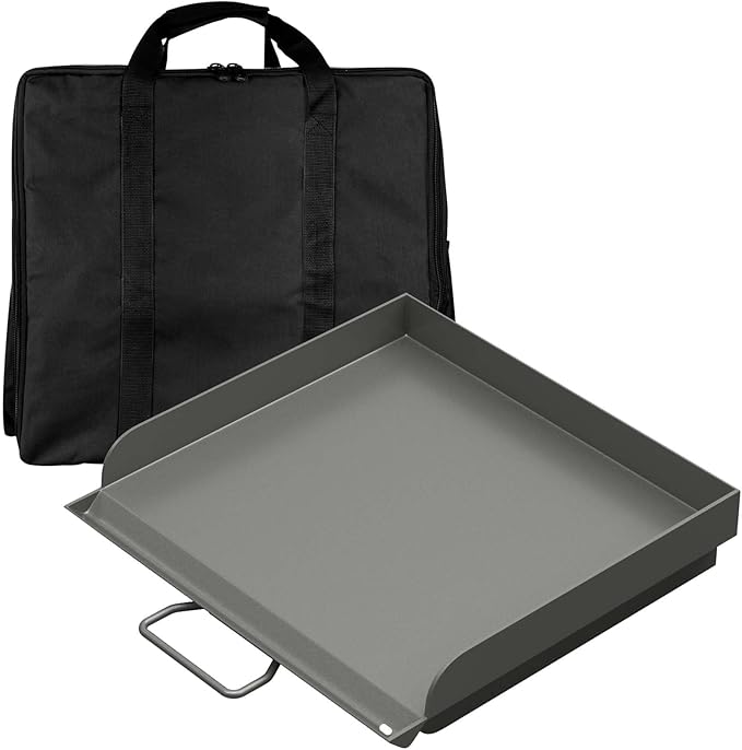 14'' x 16'' Professional Flat Top Steel Griddle with Carry Bag for Camp Chef Grill Pro 60x EX60B EX60P EX60PP EX60LW EX90LW EX280LW and Most of 1/2 Burners Camp Propane Stove Grill