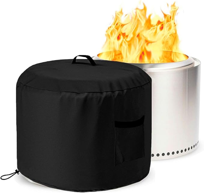 Falezern Outdoor Smokeless Fire Pit Cover Round 18 Inch, Waterproof, Cover Compatible with Solo Stove Ranger, and more