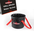 XUDAKAIXIN Upgraded Grill Brush Bristle Free,Water-Activated steam Effectively Cleans The Grill.Unique Wave pad for Cast Iron/ (Black-Water Bucket)