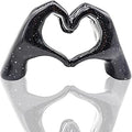 Small Heart Hands Sculpture Decor, Resin Golden Modern Abstract Love Finger Statue, Hand Model Decoration for Home Living Room Bedroom Bookshelf Shelves Wedding Office Desk Table 2.8″ H