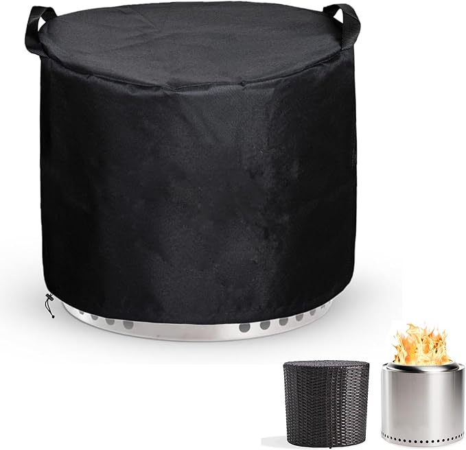 SheeChung Fire Pit Cover Round for 18"D x 15"H,Outdoor Fire Pit Round Cover,Waterproof 600D Polyester Cover,Anti-UV&Tear Resistant-Fits for Tabletop Firepit Outdoor Side Table Small Wicker Table