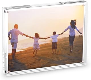 Acrylic Photo Frame 8.5 by 11 inch Double Sided Frameless Picture Frame Magnetic Acrylic Block Desktop Photo Display Holder Thickness 30mm (8.5"x11")
