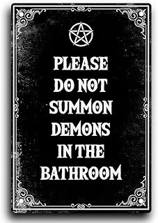 IRISIVITA Spooky Metal Sign, Please Do Not Summon Demons In The Bathroom, Gothic Wall Art, Halloween Decorations, Witchy & Goth Room Decor