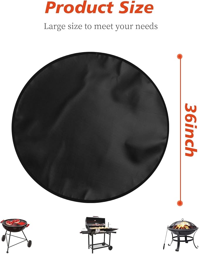 36" Fire Pit Mat for Solo Stove Bonfire, 3-Layer Heat Resistant Fireproof Under Grill Mat, Double-Sided Silicone Deck & Patio Protector, Round BBQ Mat, Easy to Clean Reusable