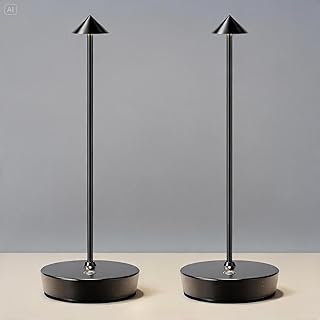 LED Cordless Table Lamp Rechargeable - 6000mAh Battery Operated Waterproof Desk Lamp 3 Color Stepless Dimming Touch Lamps Memory Light for Home Restaurant Dining Outdoor Patio Set of 2 Black