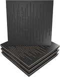 (4 Pack) Sound Absorption-Diffuse Acoustic Panel «Wave» for rec.studio | Wood laminated: (Black)