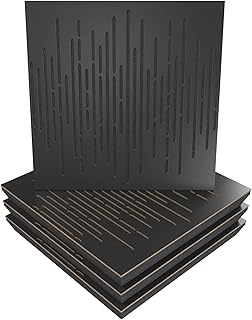 (4 Pack) Sound Absorption-Diffuse Acoustic Panel «Wave» for rec.studio | Wood laminated: (Black)