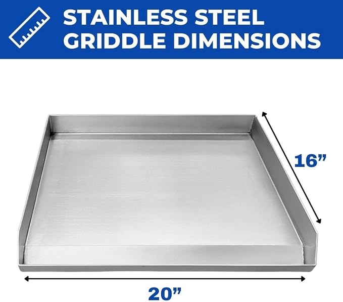 Burner Stove and Flat Top Griddle Cart | 20” Stainless Steel Griddle | 30,000 BTU Cast Iron Burner Stove | Outdoor Propane | Portable 4 Wheel | 3 Condiment Container Pans | Commercial & Home Use