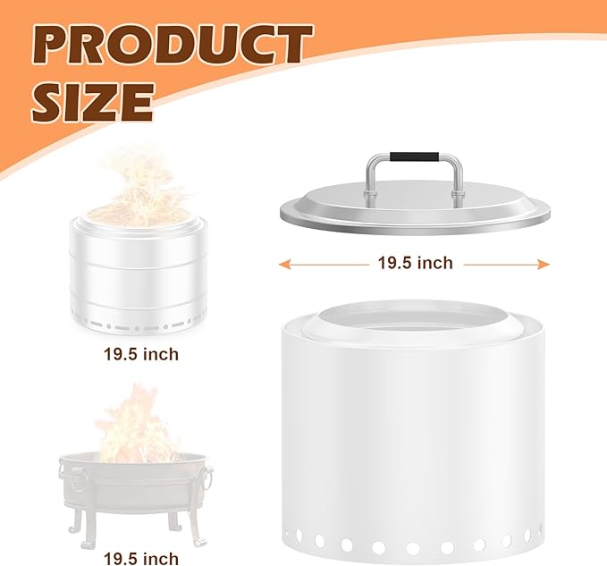 Fire Pit Lid for Solo Stove Bonfire 19.5" Accessories, Round Fire Pit Cover for Solo Stove Lid Bonfire 2.0, Stainless Steel Lid with Handle for Solo & 19.5" Firepit Camping Accessory