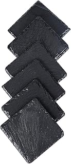 Set of 8 Slate Coasters Drink Black Stone