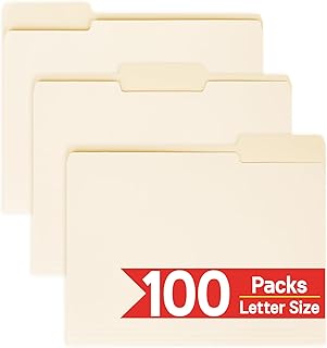 100 Packs Manila File Folder,Manilla Folder 8.5x11,1/3 Cut Tabs Folder for Office,School and Home,Organizer File Folder Letter Size