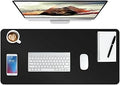 ‎Boutilon Leather Desk Pad Protector,Non-Slip Mouse Pad,Laptop Desk Pad,Office Mouse Mat,Waterproof Leather Desk Blotter,Desk Writing Pad for Office and Home,Laptop Blotter (M-Black,30"x14")