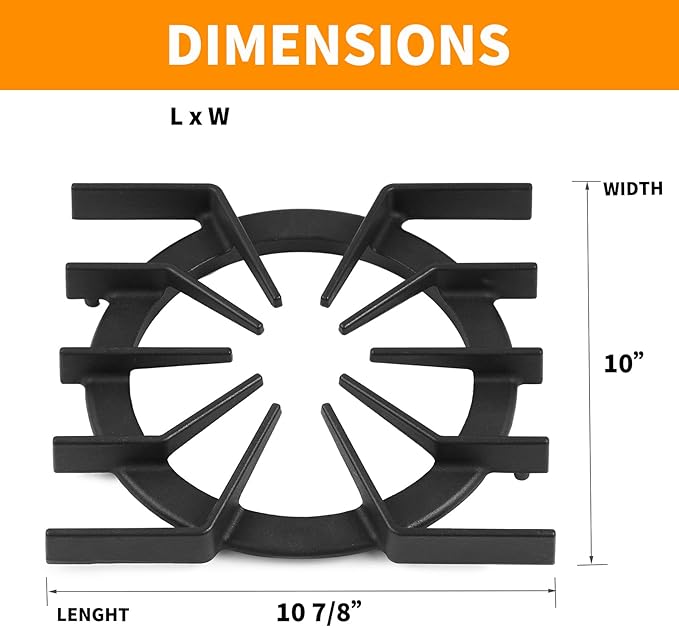 PA060037 PA060024 Spider Grate Replacement for Viking Gas Stove Parts 10”x 10.9” IN Cast Iron Burner Grate Viking Professional Range Grate DSC305 VGIC305 VGIC365 Cooktop Grate Stove Rack