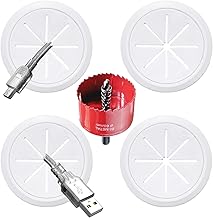 4 Pack TV Cord Hider for Wall Mounted TV, 2-3/8"(60mm Hole) Wire Hider in Wall Cable Management Kit, Includes 4 Pass Throughs and 1 Hole Saw Drill Attachment Easy to Install