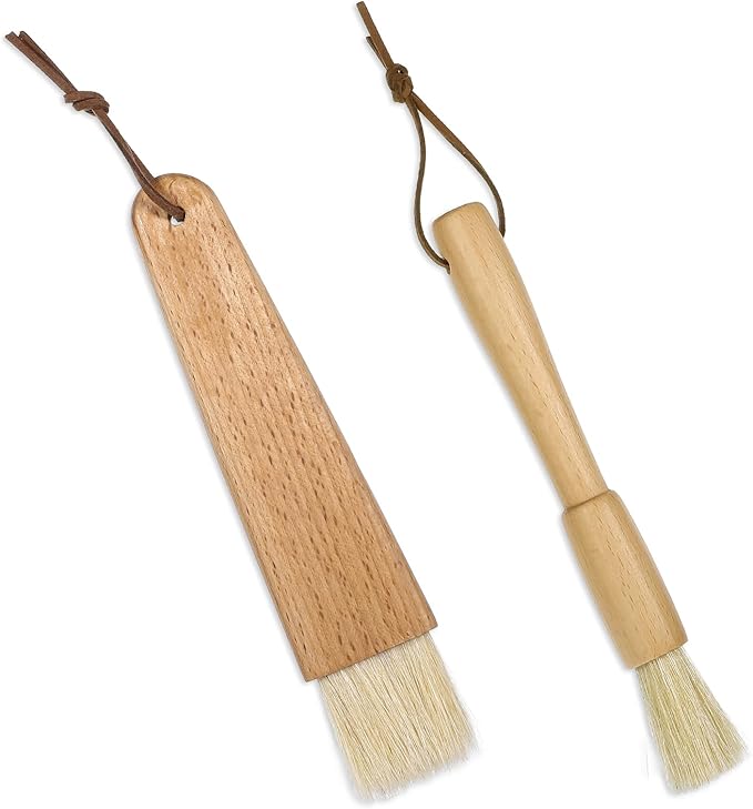 2 Sets Pastry Brush with Wooden Handles Natural Bristles Butter Brush for Cooking Basting Cookings Brushes Beech Oil Basting Brushes Butter Food Brushs for Oil Cooking Bakings Egg Sauce Marinade