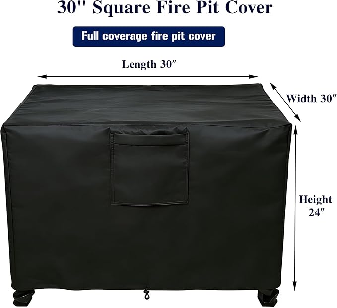Chinchilla Heavy Duty 30 Inch Square Fire Pit Cover - 100% Waterproof & Weatherproof, Durable All-Season Protection for 28/29/30 Inch Propane Fire Pits and Tables