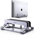 UGREEN 2-Slot Vertical Laptop Stand Holder Desk Compatible with MacBook Pro Air Laptop Stand Desktop Adjustable, Lenovo Ideapad, Surface Book, HP Notebook, Dell Chromebook Up to 17.3 Inch, Space Gray