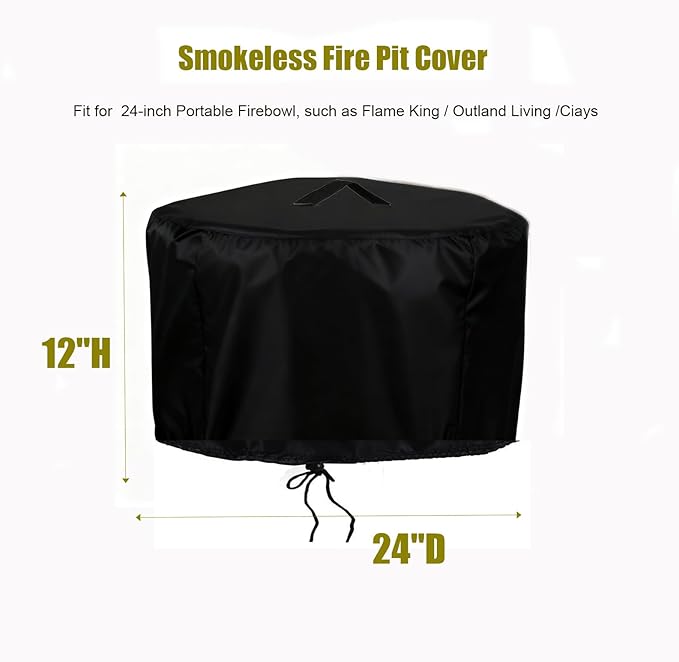 Propane Fire Pit Covers for Ciays Large Propane Fire Pit 24 Inch, Waterproof Firebowl Covers Outdoor Firepit Cover-24" D x 12" H