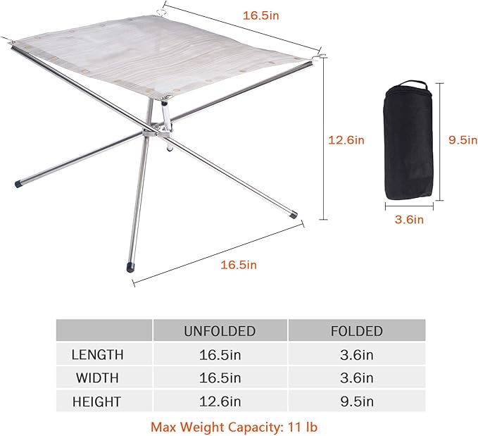 Portable Outdoor Fire Pit 16.5 Inch Upgrade Foldable Stainless Steel Mesh Fire Pit Wood Burning, Collapsible Fireplace Space Saving Perfect for Camping, Backyard, Patio, Garden (Carrying Bag Included)