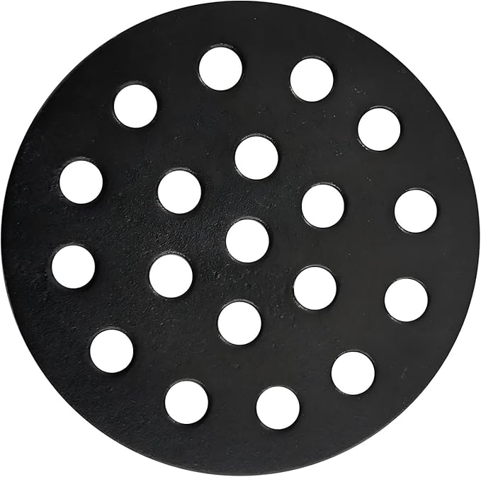 Round Cast Iron Bottom Fire Grate for Big Green Egg, BBQ High Heat Charcoal Plate for S/Mini/Medium, Grill Charcoal Replacement Parts Green Egg Accessories-6.5in