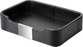 SANZIE Luxury Leather Tray Organizer Valet Tray Key Tray for Entryway Table Desktop Storage Catchall Tray Decorative Tray for Jewelry Keys Wallet Phone Watch (Metal Silvered, Black)
