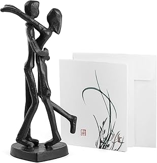 6th Anniversary Iron Sculpture Gift – Romantic Couple Statue for Her, Handcrafted Black Metal Decor – Wedding, Valentine’s, Birthday Keepsake – Includes Card