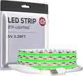 BTF-LIGHTING 5V USB Green Color COB LED Strip Lights Super Bright Dimmable LED Tape Light,3.28FT 320LEDs Flexible Light Strip with Strong 3M Tape for 3D Printer,TV Backlight,Cabinet,Home Lighting