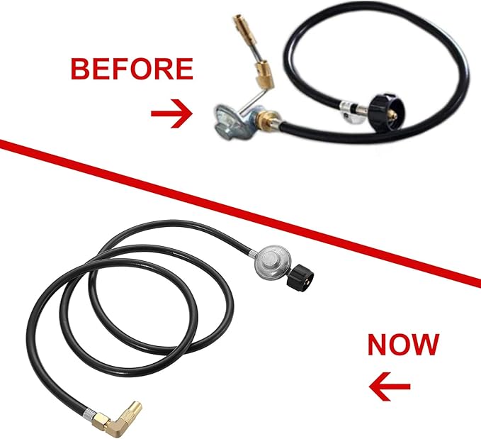 6 Feet Propane Adapter Hose with Regulator to Quick Connect for 17"/22" Blackstone Tabletop Camper Grill,Propane Accessories and Replacement Parts for 17"/22" Blackstone Griddle (6 Feet)