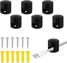 6 Pcs Cable Anchors for Desk Organization, Charger Cable Management Clips Metal Cable Holders Cords Keeper Sturdy Aluminum Wire Organizer for Home Office (Black)