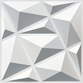 MIX3D 33 Pack 3D Wall Panels, Modern Diamond Textured Design for Interior Wall Decor in Living Room Bedroom Game Room Office Hotel, White, 12'' x 12'' Cover 32 Sq. Ft