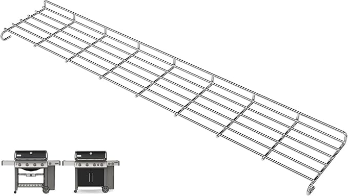 66045 Warming Rack for 4-Burner Weber Genesis 2 GS4 Grill Parts Replacement Weber GS4 Genesis II 400 SER II E410 E435 S435 SE410 Accessories 4 Burner Grills, 32 3/4" L Stainless Steel Upper Rack 66800
