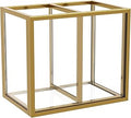 NIUBEE Gold Acrylic Pen Holder for Desk, Clear Pencil Cup Organizer Makeup Brush Holder, Acrylic Desk Organizers and Accessories for Desktop Office - 2 Compartments