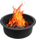 Outdoor Fire Pit Ring 35.4-Inch Outer/31.4-Inch Inner, Fire Pit Insert Round Metal Steel Fire Rings for Outside Wood Burning Fire Pits-Above Or In-Ground, Patio Backyard Camping Bonfire