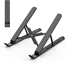 Tonmom Laptop Stand for Desk, Adjustable Laptop Riser ABS+Silicone Foldable Portable Notebook Holder, Ventilated Cooling Notebook Mount Computer Stand for 10-15.6” Laptops,Tablets-Black