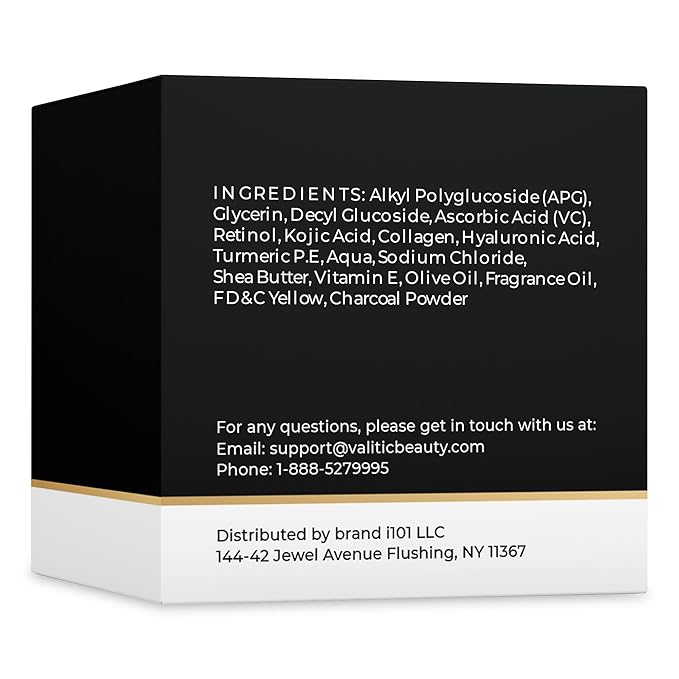 VALITIC Charcoal Kojic Acid Turmeric Black Soap Bar Dark Spot Remover for Body or Face Wash - 2 Pack
