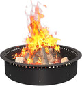36 Inch Smokeless Fire Pit Ring Insert Outdoor, Heavy Duty Metal Steel DIY Firepit Rim Liner Round Campfire Rings for Outside Wood Burning Above or In-Ground, Black