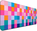 Retro Coloful Checkered Gaming Desk Mat, Computer Keyboard Large Extended Long Mouse Pad for Office and Home, XL (W20)